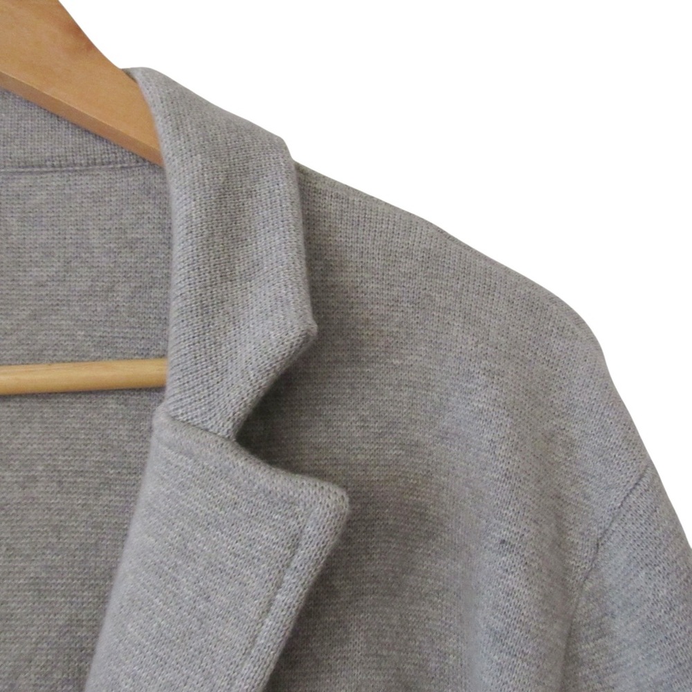 J Crew Factory Gray Sweater Blazer Medium Cotton Pockets Knit 2 Button Office - Picture 4 of 9